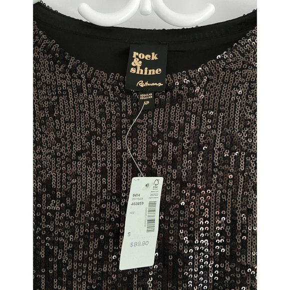 Sequin Shift Dress • New with Tags • Sz S • Black/Bronze • Reitmans • Holiday - Picture 3 of 11